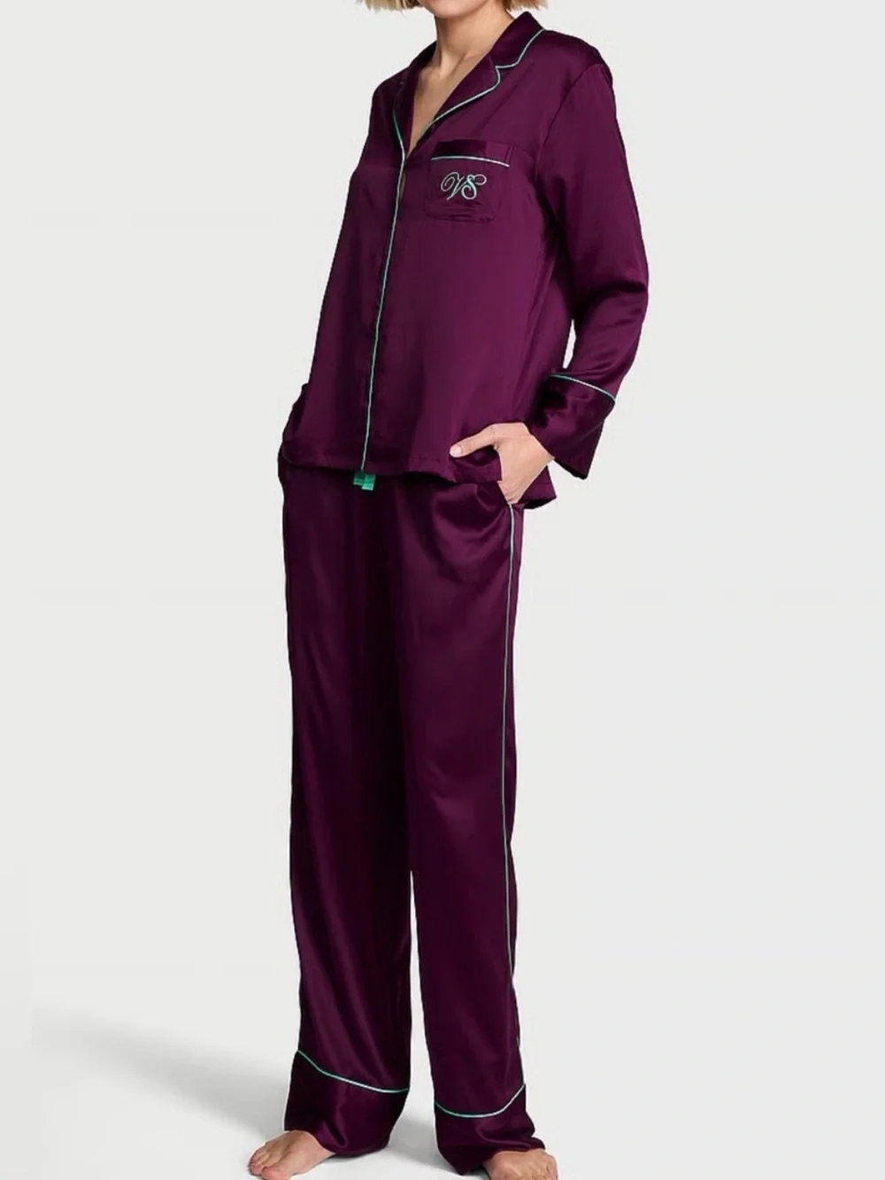 Victoria's Secret Signature Satin Long Pajama Set